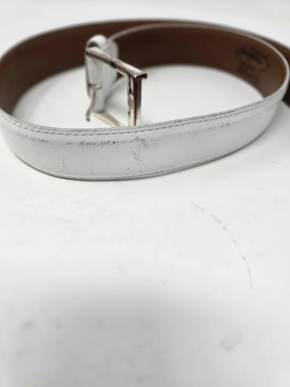 Allen Edmonds Jack Nicklaus Signature Golf Mens White Leather Belt Size 34 USA